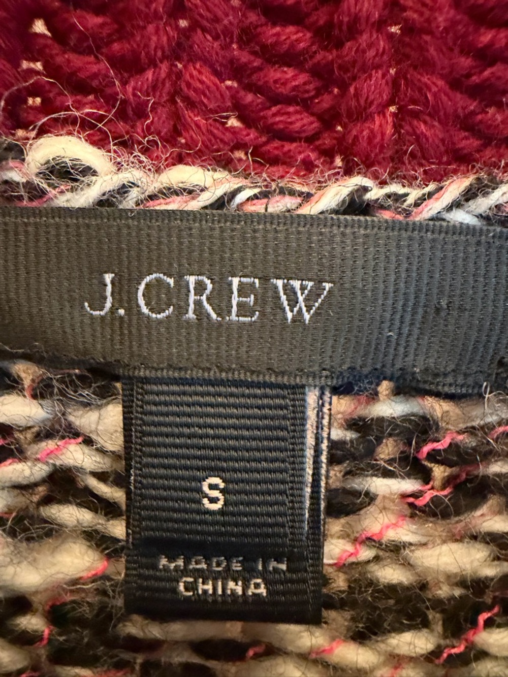 J. Crew Marled Knit Sweater with Burgundy, Black & White - Picture 2 of 4